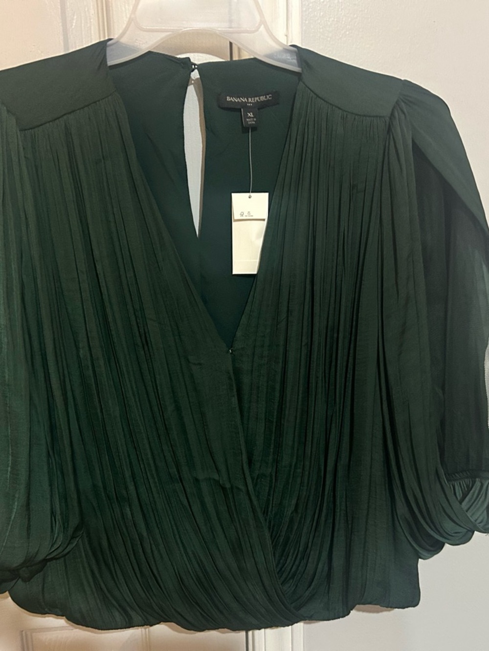 Banana Republic Emerald Green Pleated Wrap Top